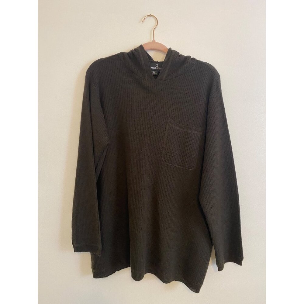 Vintage Carole Little Green Women's Hooded Long Sleeve Ribbed Sweater Size 1X